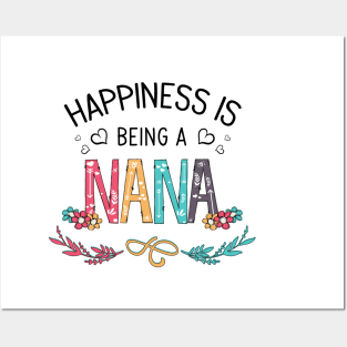 Happiness Is Being A Nana Wildflowers Valentines Mothers Day Posters and Art